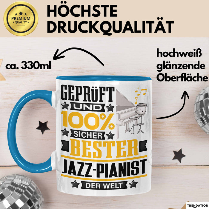 Jazz-Pianist Geschenk Lustiger Spruch für Jazz-Pianist Geschenkidee Bester Jazz-Pianist Der Welt Blau Trendation