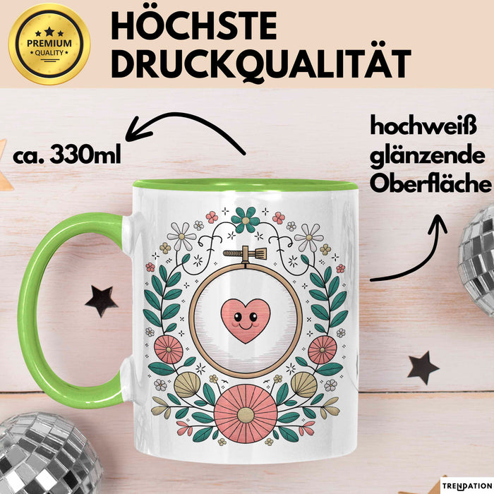 Stickerei Liebhaber Tasse Geschenk Lustige Geschenkidee Spruch Für Stich Künstler Grün Trendation