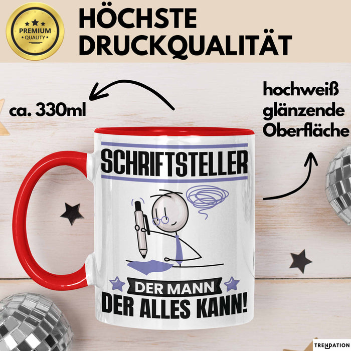Schriftsteller Tasse Geschenk für Schriftsteller Der Mann Der Alles Kann Geschenkidee zum Geburtstag Rot Trendation