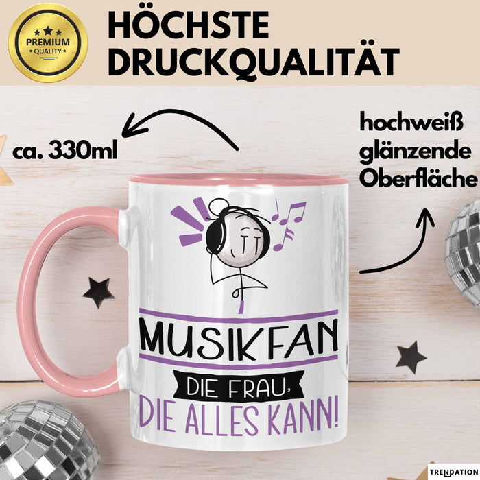 Musikfan Geschenk Tasse Becher Die Frau Die Allen Kann Geschenkidee für eine Musikfan Lustig Rosa Trendation