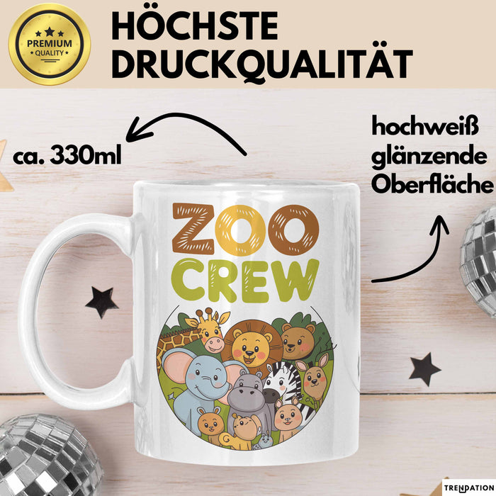 Zoo Tiere Liebhaber Tasse Geschenk Lustige Geschenkidee Spruch Zoo Crew Weiß Trendation