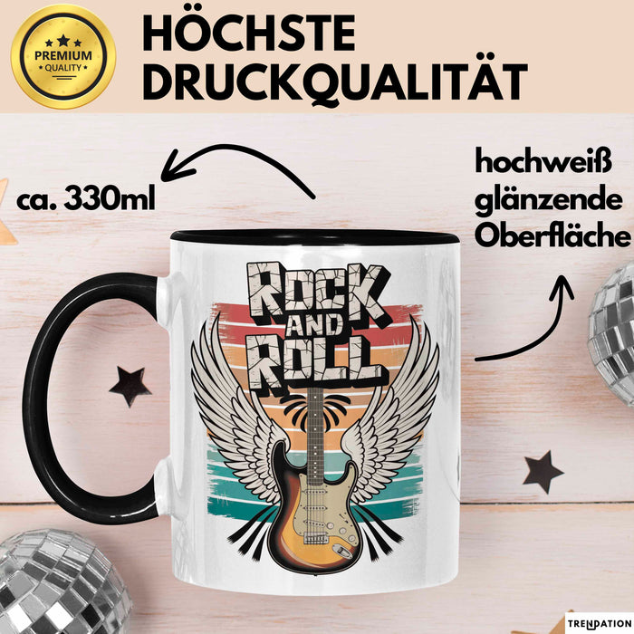 Gitarre Musikliebhaber Musiker Gitarrist Tasse Geschenk Lustige Geschenkidee Spruch Rock’n’Roll Schwarz Trendation