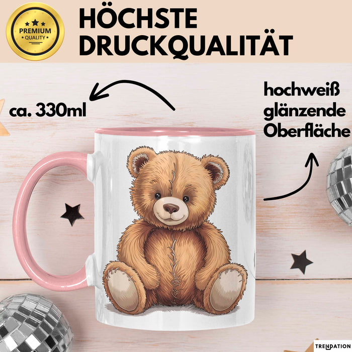 Teddybär Tierliebhaber Tasse Geschenk Lustige Geschenkidee Spruch Rosa Trendation