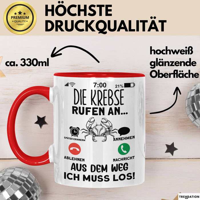 Krebse Liebhaber Tasse Geschenk Die Krebse Rufen An Geschenkidee Becher Rot Trendation