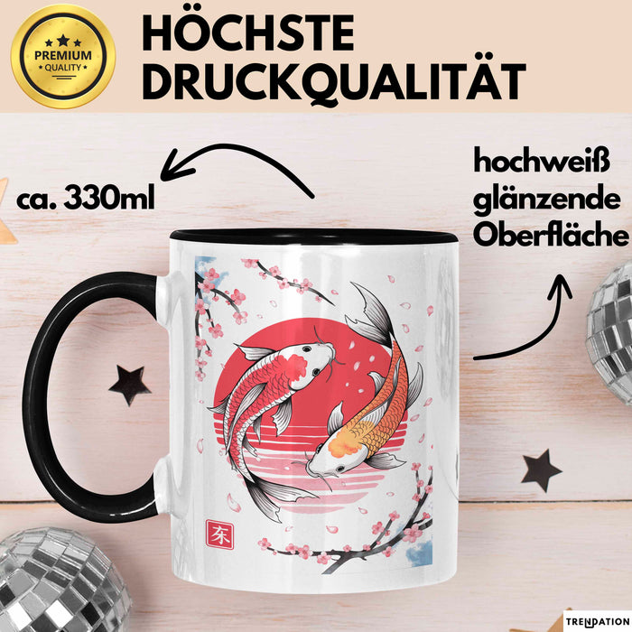 Kirschblüte Koi Karpfen Japanische Tasse Becher Geschenk Lustige Geschenkidee Spruch Trendation
