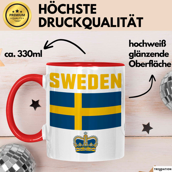 Schweden Skandinavien Schwedisch Tasse Geschenk Lustige Geschenkidee Spruch Rot Trendation