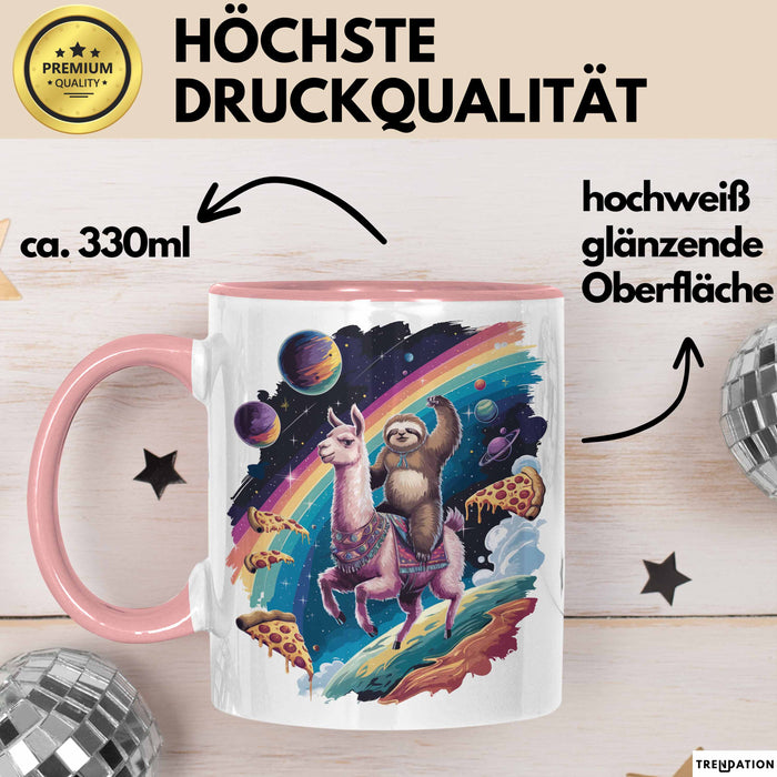 Weltall Katze Faultier Lama Regenbogen Tasse Geschenk Tier Rosa Trendation