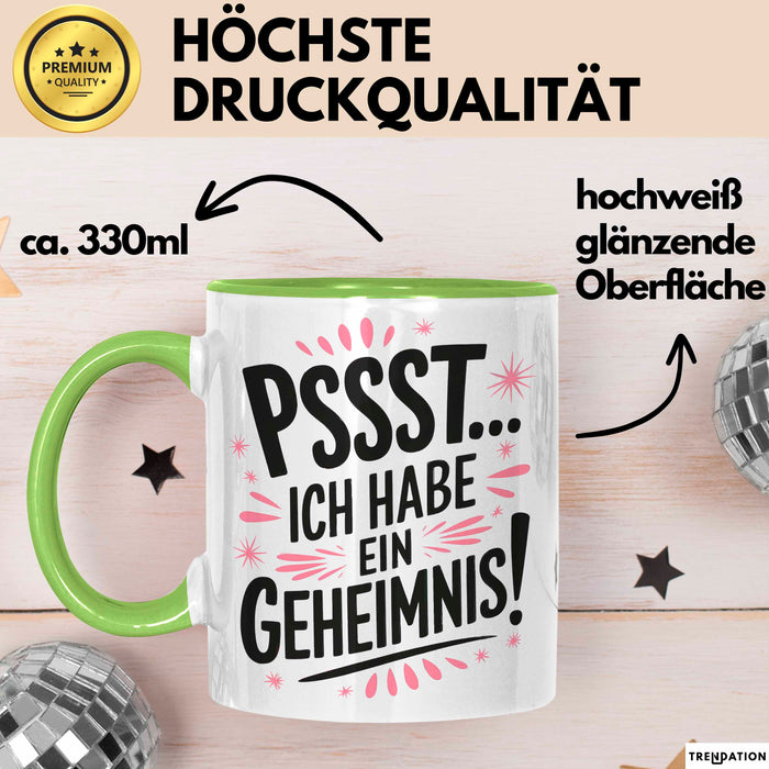 Big Sister Ältere Geschwister Schwestern Tasse Becher Geschenk Lustige Geschenkidee Spruch Ich Habe Ein Geheimnis Grün Trendation