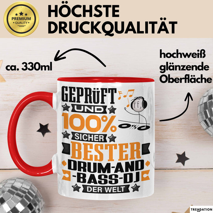 Drum-and-Bass-DJ Geschenk Lustiger Spruch für Drum-and-Bass-DJ Geschenkidee Bester Drum-and-Bass-DJ Der Welt Rot Trendation