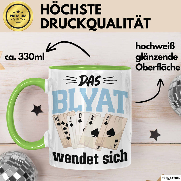 Poker Tasse Geschenk Das Blyat Wendet Sich Spruch Geschenkidee Grün Trendation