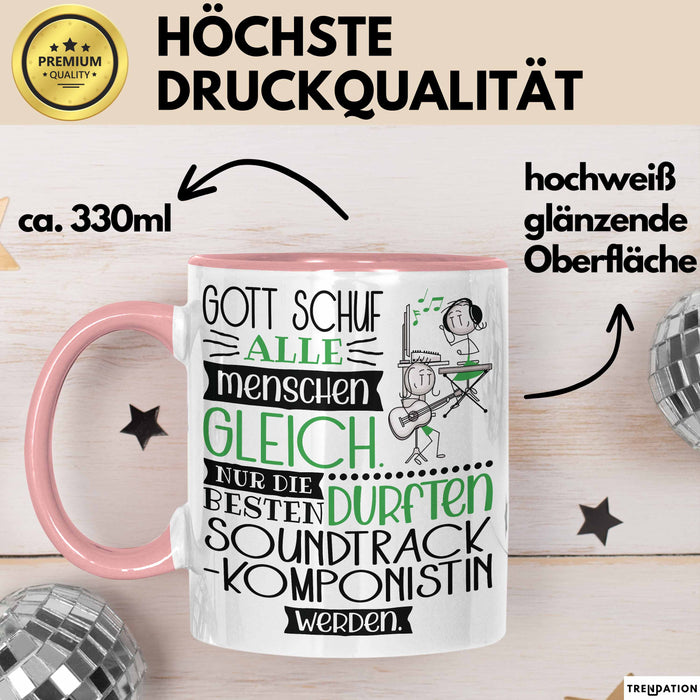 Soundtrack-Komponistin Geschenk Becher Tasse Gott Schuf Alle Menschen Gleich Nur Die Besten Durfeten Soundtrack-Komponistin Werden Geschenkidee Lustig Rosa Trendation