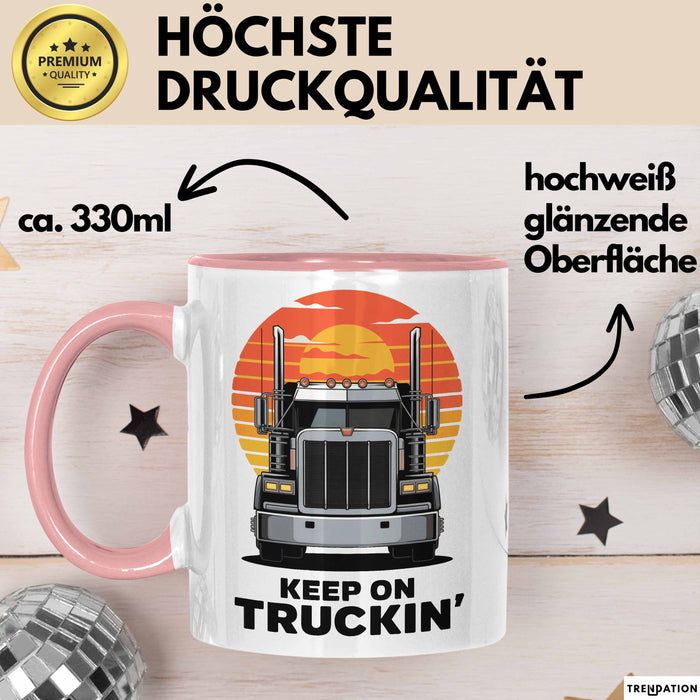 LKW Fahrer Tasse Geschenk Lustige Geschenkidee Spruch Für Straßen Krieger Rosa Trendation