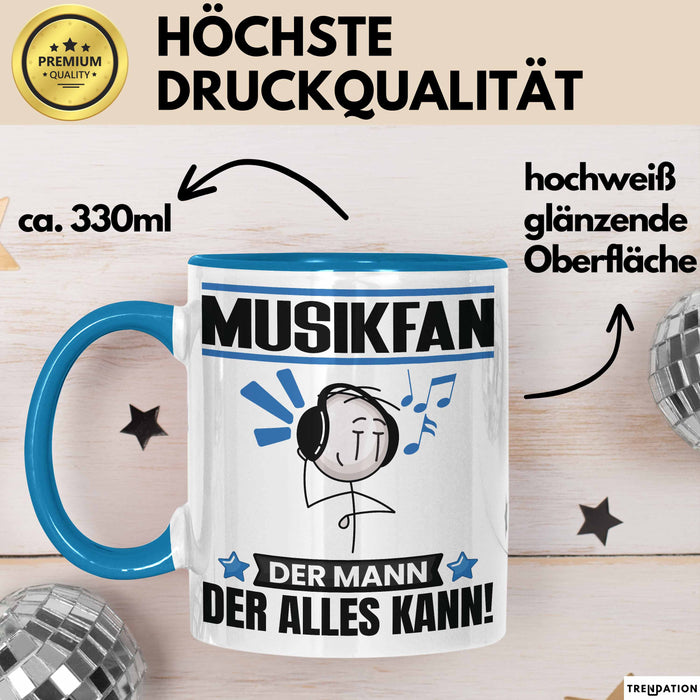 Musikfan Tasse Geschenk für Musikfan Der Mann Der Alles Kann Geschenkidee zum Geburtstag Blau Trendation