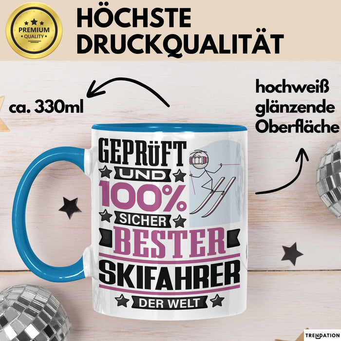 Skifahrer Geschenk Lustiger Spruch für Skifahrer Geschenkidee Bester Skifahrer Der Welt Blau Trendation