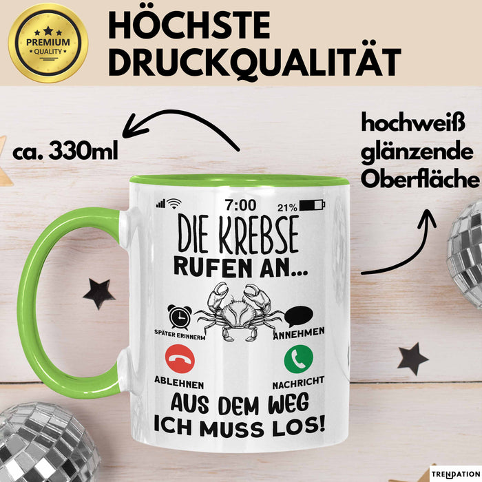 Krebse Liebhaber Tasse Geschenk Die Krebse Rufen An Geschenkidee Becher Grün Trendation