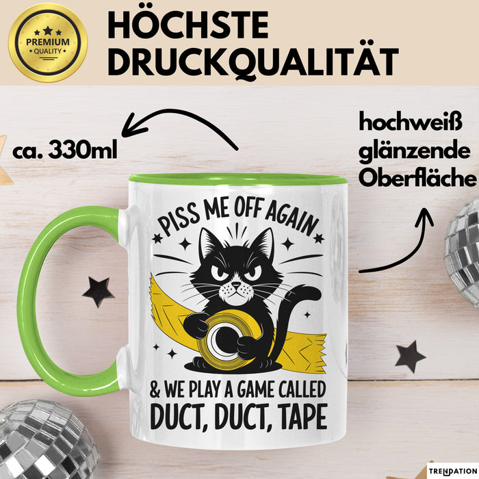 Katzen Tasse Geschenk Duct Duct Tape Geschenkidee Lustig Katze Sarkasmus Grün Trendation