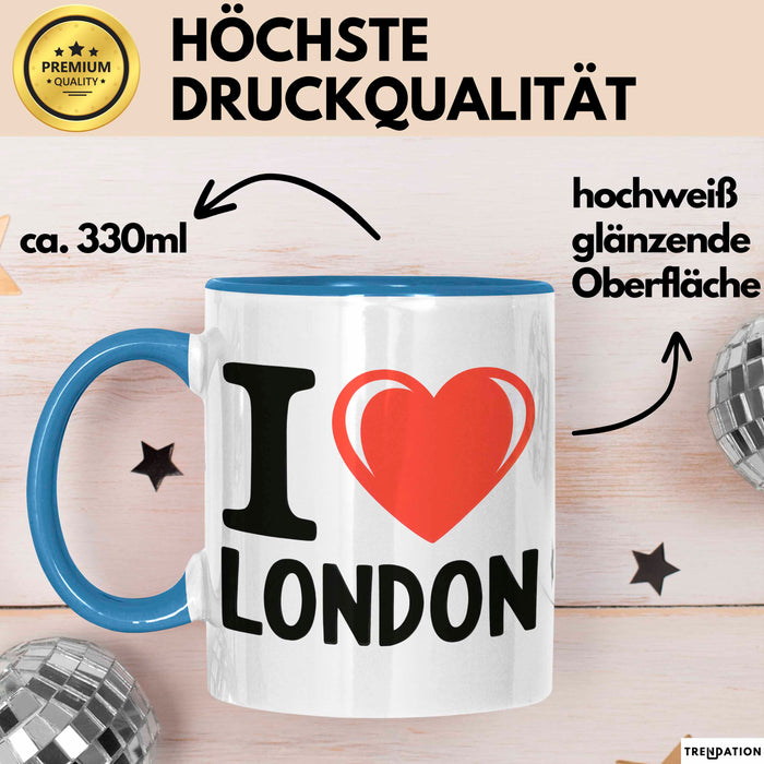 England London Tasse Geschenk Lustige Geschenkidee Spruch Ich Liebe London Blau Trendation