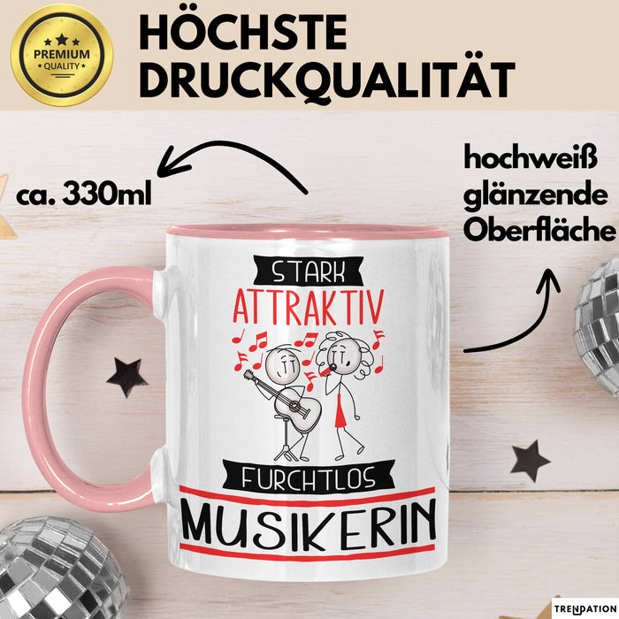 Musikerin Tasse Geschenk Becher Stark Attraktiv Furchtlos Musikerin Lustige Geschenkidee Rosa Trendation