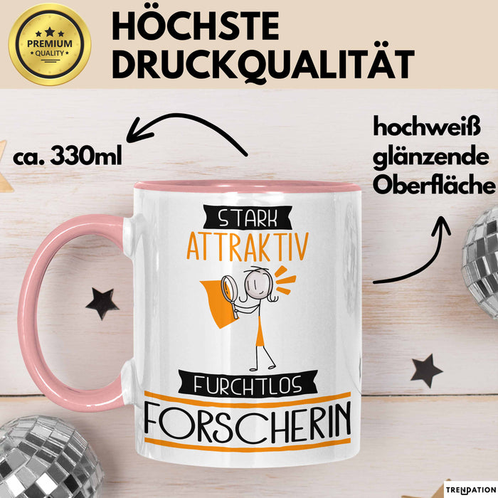 Forscherin Tasse Geschenk Becher Stark Attraktiv Furchtlos Forscherin Lustige Geschenkidee Rosa Trendation