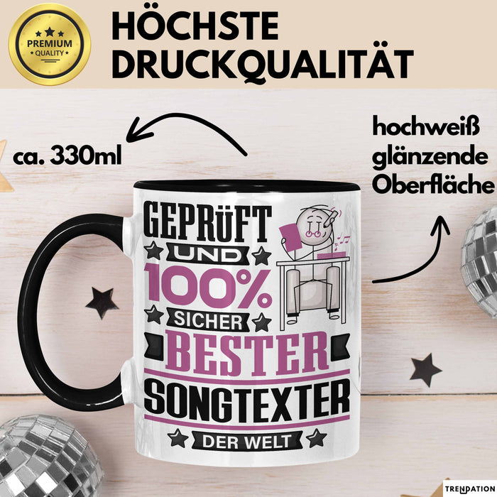 Songtexter Geschenk Lustiger Spruch für Songtexter Geschenkidee Bester Songtexter Der Welt Schwarz Trendation