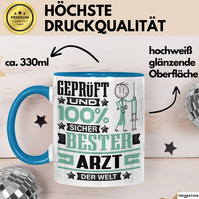 Arzt Geschenk Lustiger Spruch für Arzt Geschenkidee Bester Arzt Der Welt Blau Trendation