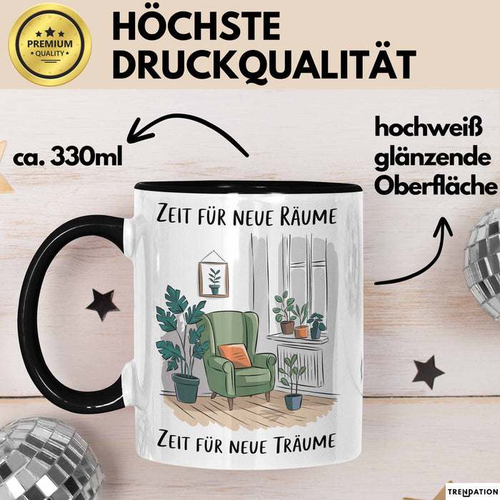 Neues Zuhause Eigentümer Tasse Geschenk Lustige Geschenkidee Spruch Zeit Für Neue Räume Zeit Für Neue Träume Trendation