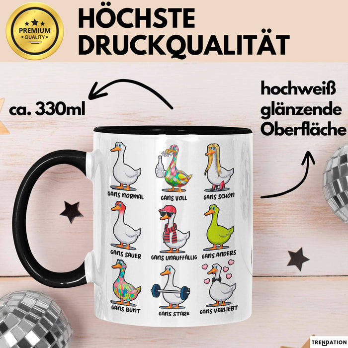 Gans Tier Gänse Bauer Tasse Becher Geschenk Lustige Geschenkidee Spruch Gänsearten Trendation