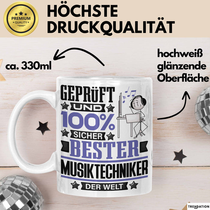 Musiktechniker Geschenk Lustiger Spruch für Musiktechniker Geschenkidee Bester Musiktechniker Der Welt Weiß Trendation