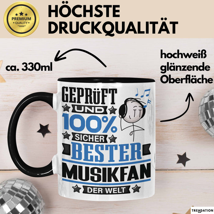 Musikfan Geschenk Lustiger Spruch für Musikfan Geschenkidee Bester Musikfan Der Welt Schwarz Trendation