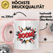 Comic Fan Tasse Boom Geschenkidee Nerds mit lustigem Spruch Rosa Trendation