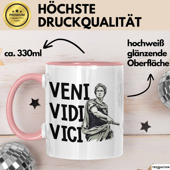 Lateinlehrer Unterricht Tasse Geschenk Lustige Geschenkidee Spruch Veni Vidi Vici Rosa Trendation