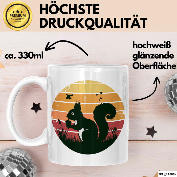 Eichhörnchen Tierliebhaber Retro Tasse Geschenk Lustige Geschenkidee Spruch Weiß Trendation