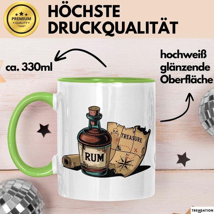 Rum Fan Tasse Geschenkidee für Piraten Spirituosen Liebhaber Grün Trendation
