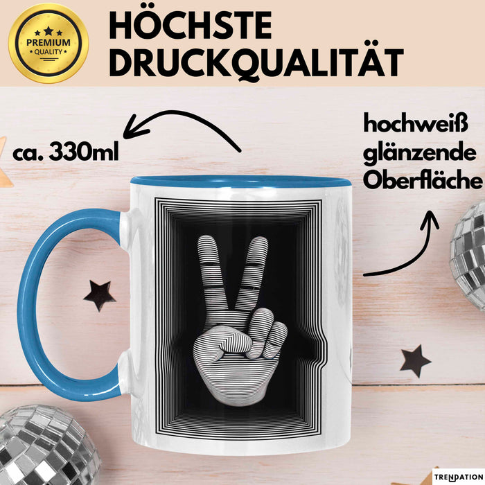 Friedenszeichen Tasse Geschenk Lustige Geschenkidee Spruch Blau Trendation