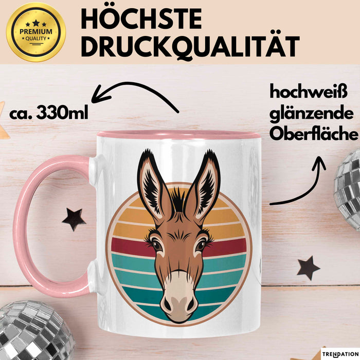 Retro Esel Tasse Geschenk Lustige Geschenkidee Spruch Rosa Trendation