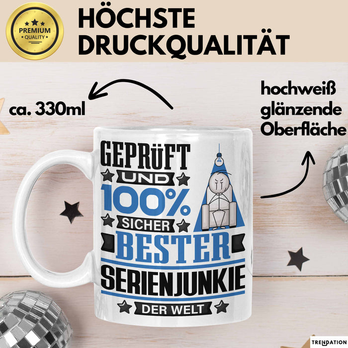 Serienjunkie Geschenk Lustiger Spruch für Serienjunkie Geschenkidee Bester Serienjunkie Der Welt Weiß Trendation