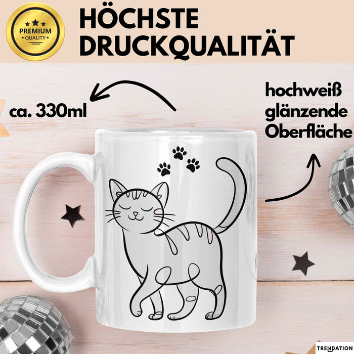 Katzen Tierliebhaber Tasse Geschenk Lustige Geschenkidee Spruch Weiß Trendation