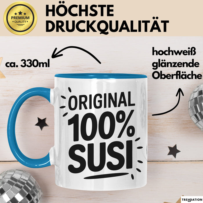 Susi Tasse Geschenk Original 100% Susi Geschenkidee Geburtstag Blau Trendation