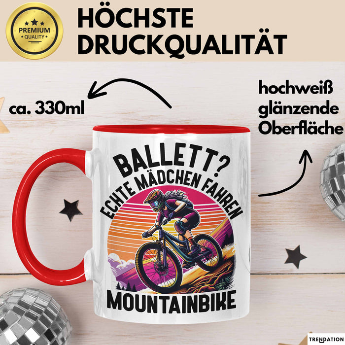 Mountainbikerin Tasse Geschenk Frauen Ballett Echte Mädchen Fahren Mountainbike Mtb Rot Trendation