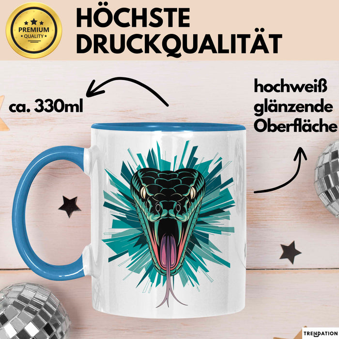 Reptil Schlange Tier Tasse Geschenk Lustige Geschenkidee Spruch Blau Trendation