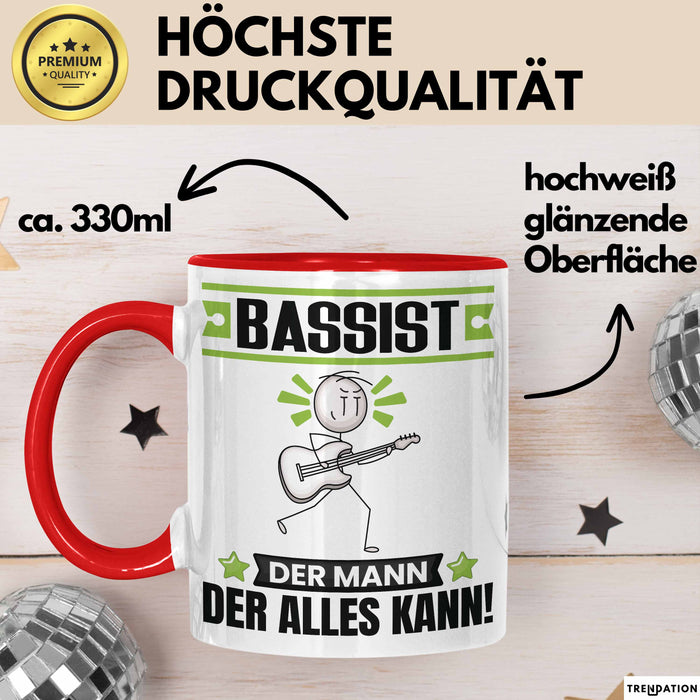 Bassist Tasse Geschenk für Bassist Der Mann Der Alles Kann Geschenkidee zum Geburtstag Rot Trendation