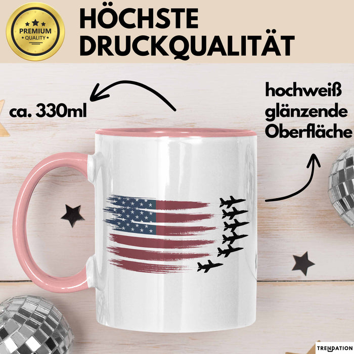 Luftwaffensoldat Pilot USA Flagge Tasse Geschenk Lustige Geschenkidee Spruch Rosa Trendation