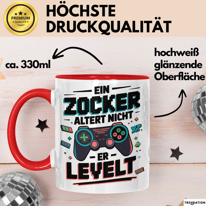 Gamer Geburtstag Tasse Geschenkidee Gamer Wird Nicht Älter Rot Trendation