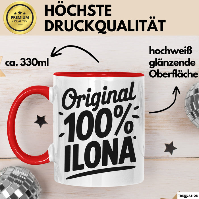 Ilona Tasse Geschenk Original 100% Ilona Geschenkidee Geburtstag Rot Trendation