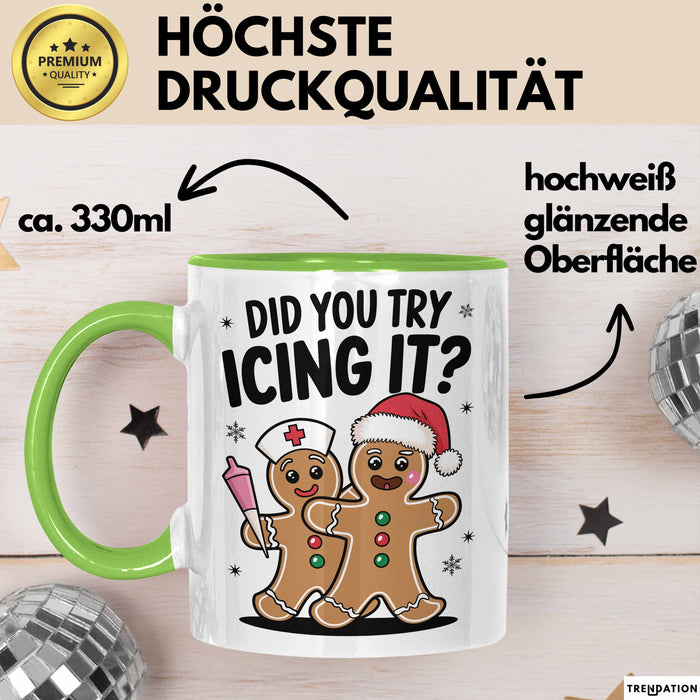 Sarkastische Weihnachtsfeier Tasse Geschenk Lustige Geschenkidee Spruch Hast Du Versucht Es Zu Kühlen Grün Trendation
