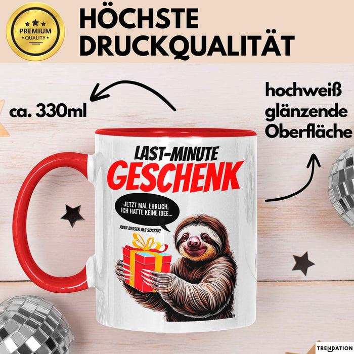 Sarkastisches Faultier Tasse Geschenk Lustige Geschenkidee Spruch Last Minute Geschenk Rot Trendation