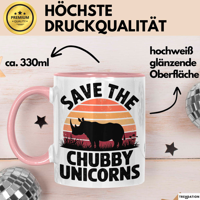 Nashorn Tasse Geschenk Lustige Geschenkidee Spruch Rettet Die Moppeligen Einhörner Rosa Trendation