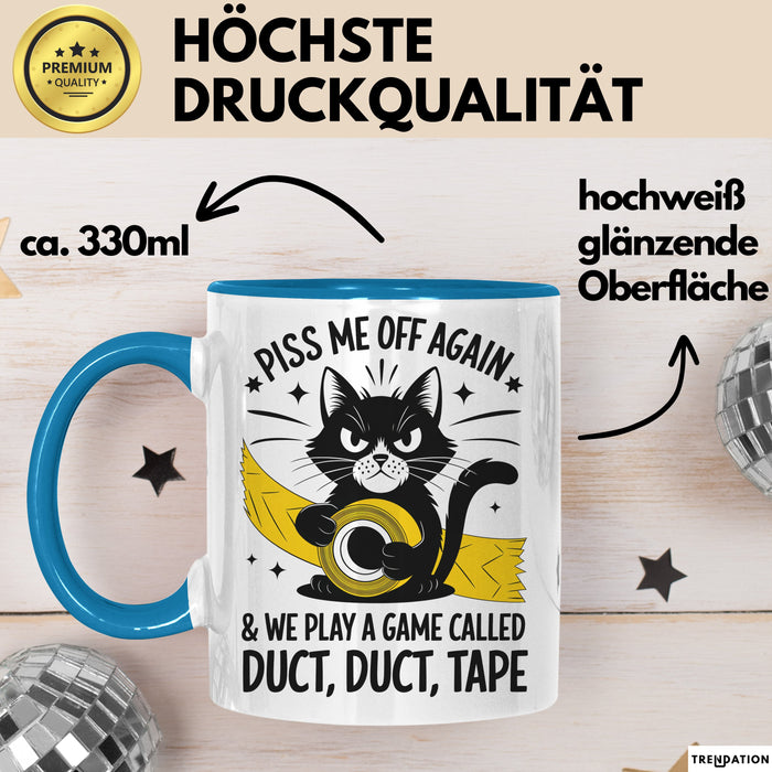 Katzen Tasse Geschenk Duct Duct Tape Geschenkidee Lustig Katze Sarkasmus Blau Trendation