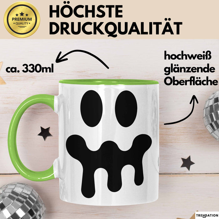 Lächeln Halloween Feier Tasse Geschenk Lustige Geschenkidee Spruch Grün Trendation