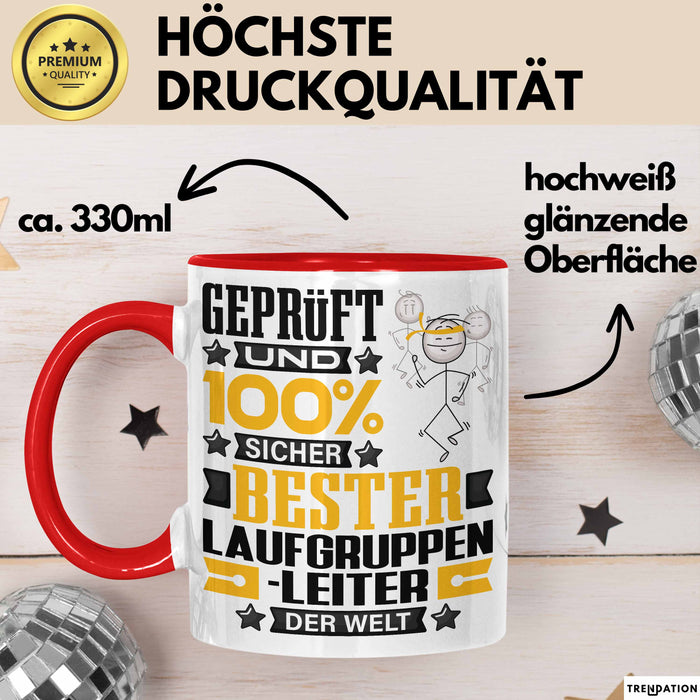Laufgruppenleiter Geschenk Lustiger Spruch für Laufgruppenleiter Geschenkidee Bester Laufgruppenleiter Der Welt Rot Trendation